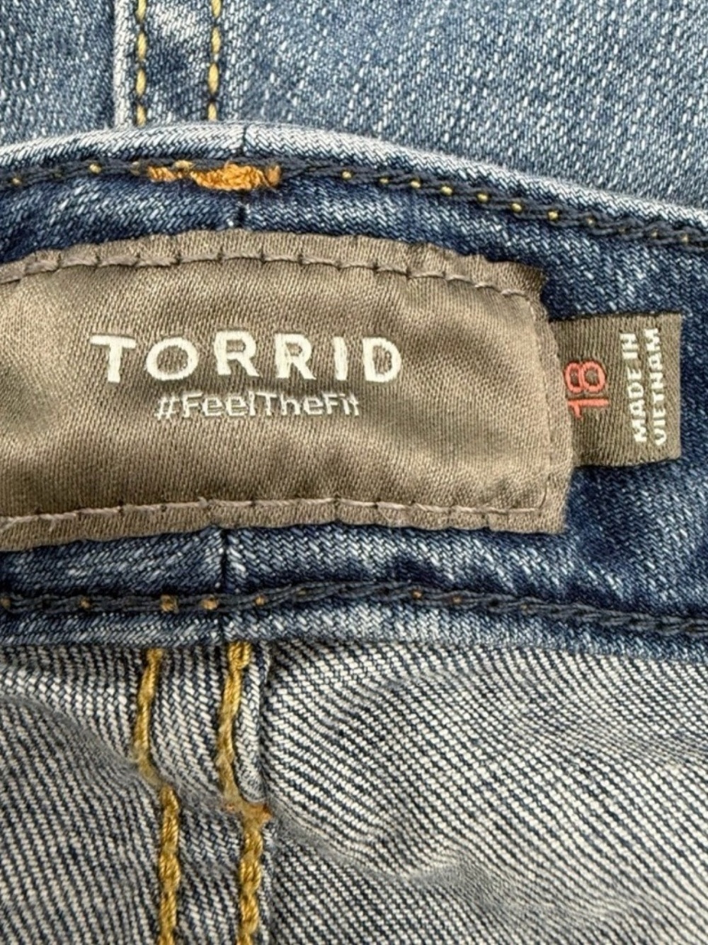 Torrid Size 18 Button Fly Denim Shorts Distressed Raw Hem Stretch High Rise - Picture 3 of 6